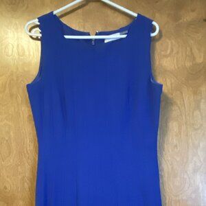 CK cobalt blue sleeveless pleated dress